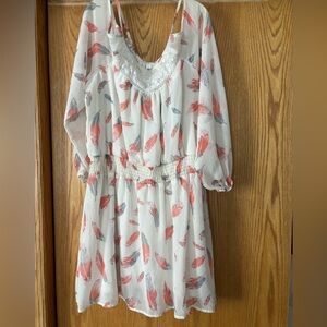 Xhilaration Floral Print Blouse with Ruffle Trim